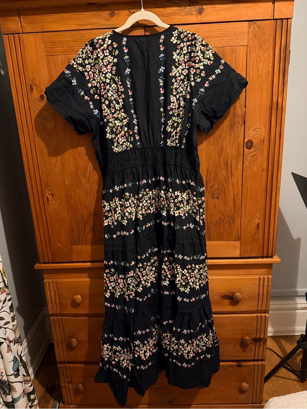 Anthropologie Black Floral Tiered Maxi Dress - Picture 4 of 4
